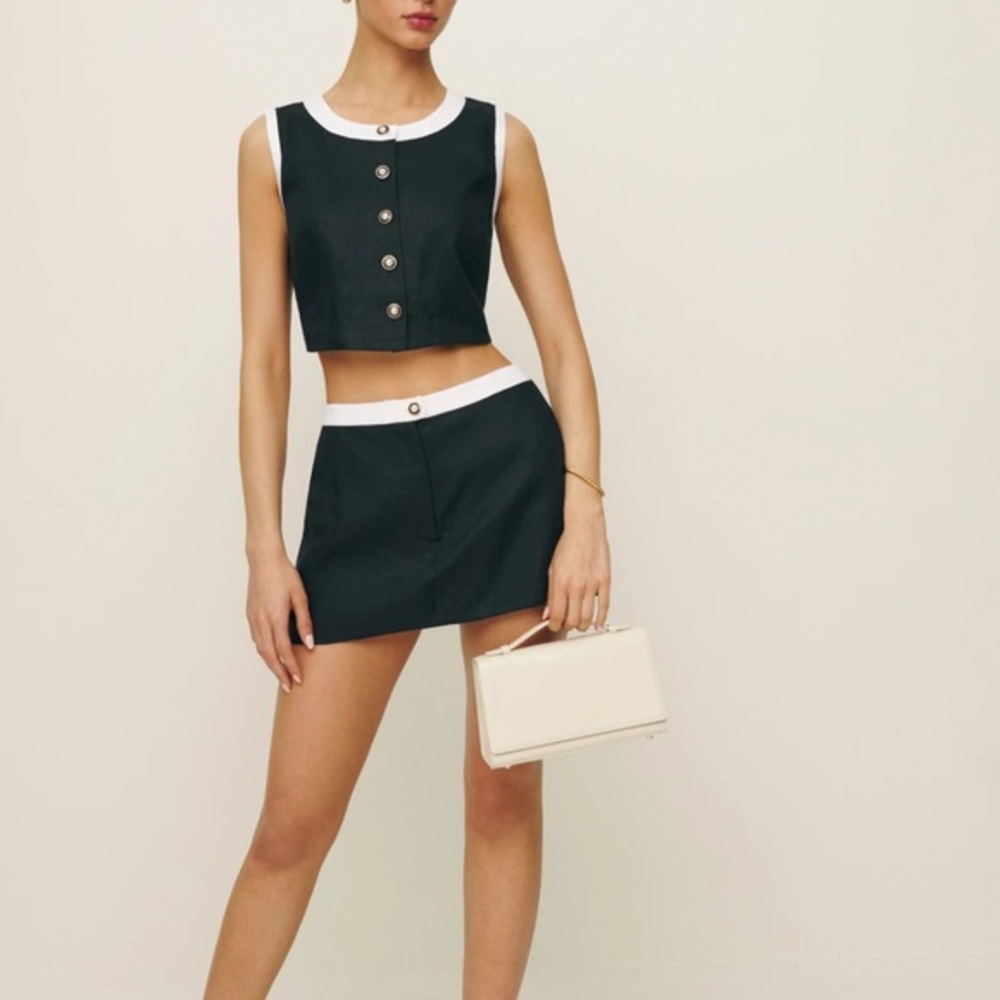 Reformation Roxy Linen Two Piece Black